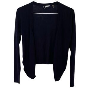 Elie Tahari Navy Blue Fine Merino Wool Open Front Cardigan Size S Small